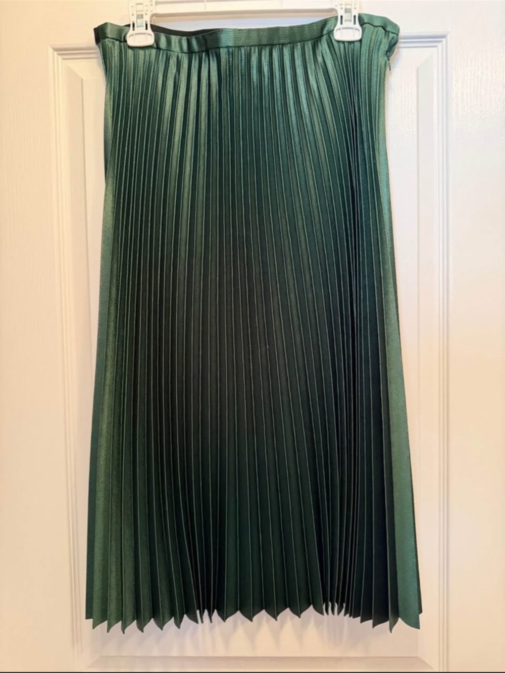 Zara Pleated Midi Skirt in Deep Green